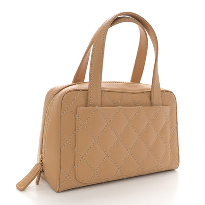 Chanel Calfskin Wild Stitch Top Handle Bag Beige 4 of 20