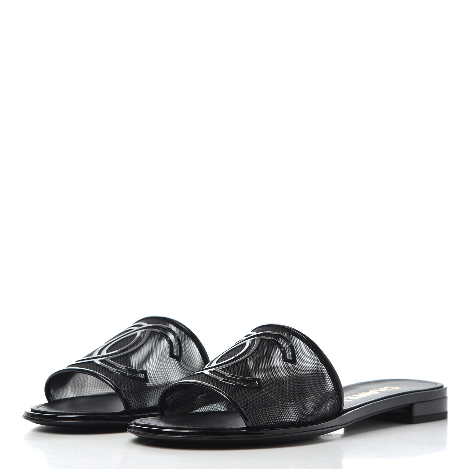 Chanel Mesh Patent Calfskin CC Mules 39 Black 3 of 8