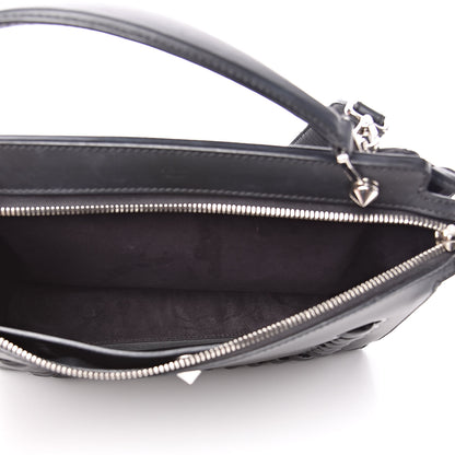 Fendi Vitello Baltico Dolce Shiny Nappa Lace Up DotCom Satchel Black Blue 5 of 17