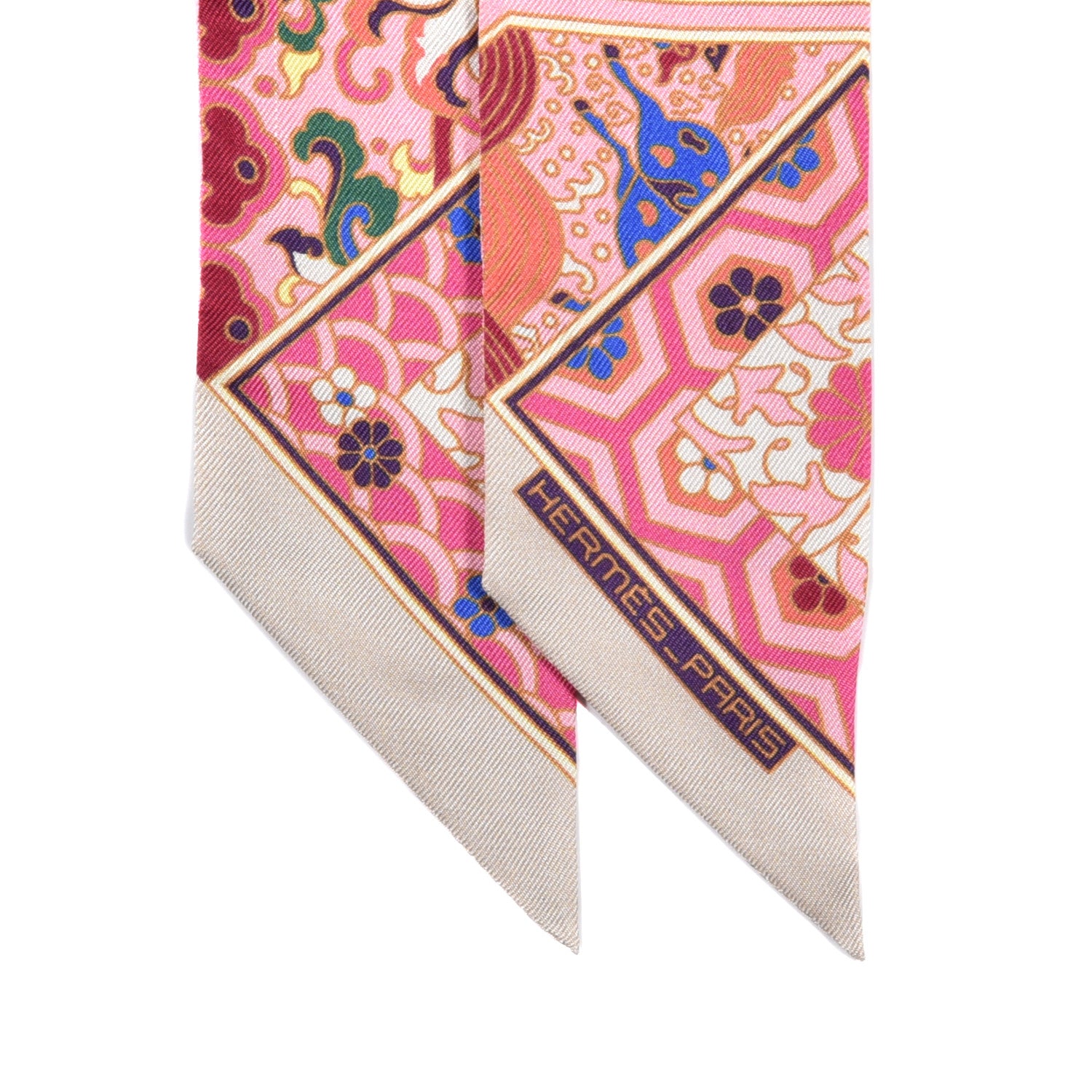 Hermes Silk Collections Imperiales Twilly Beige Rose Vert 3 of 3