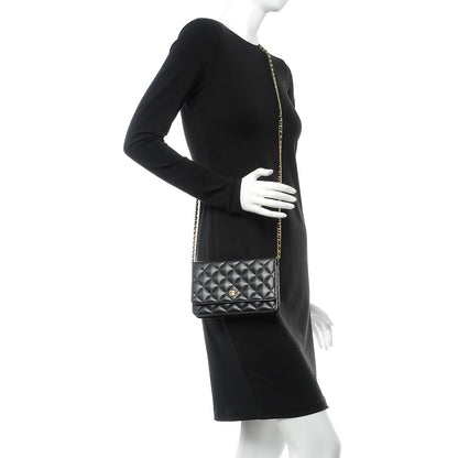 Chanel Lambskin Quilted Wallet On Chain WOC Black 2 of 8