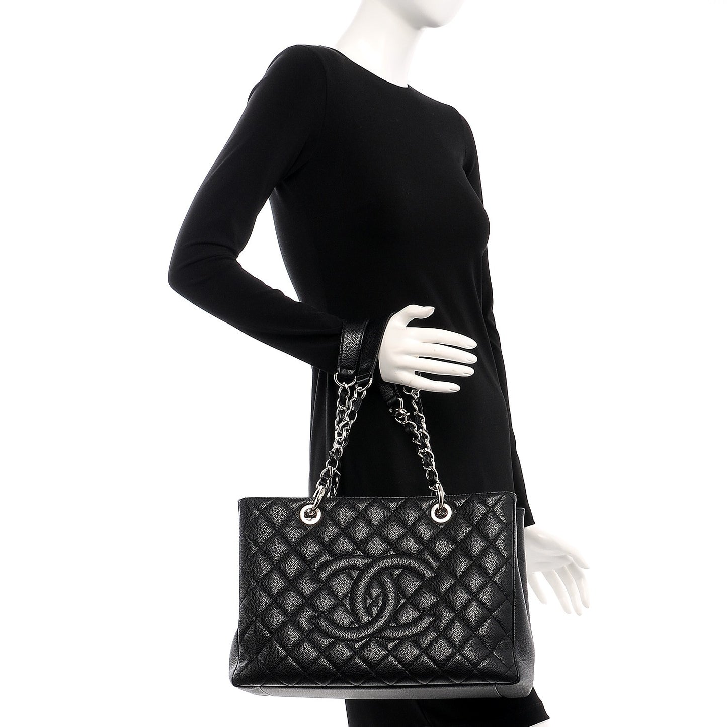 Caviar Quilted Grand Shopping Tote GST Black