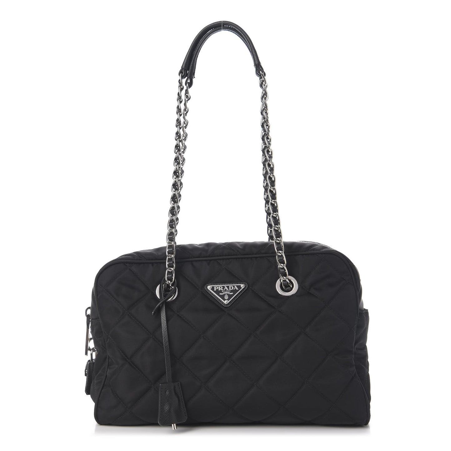 Nylon Tessuto Impuntu Quilted Shoulder Bag Black