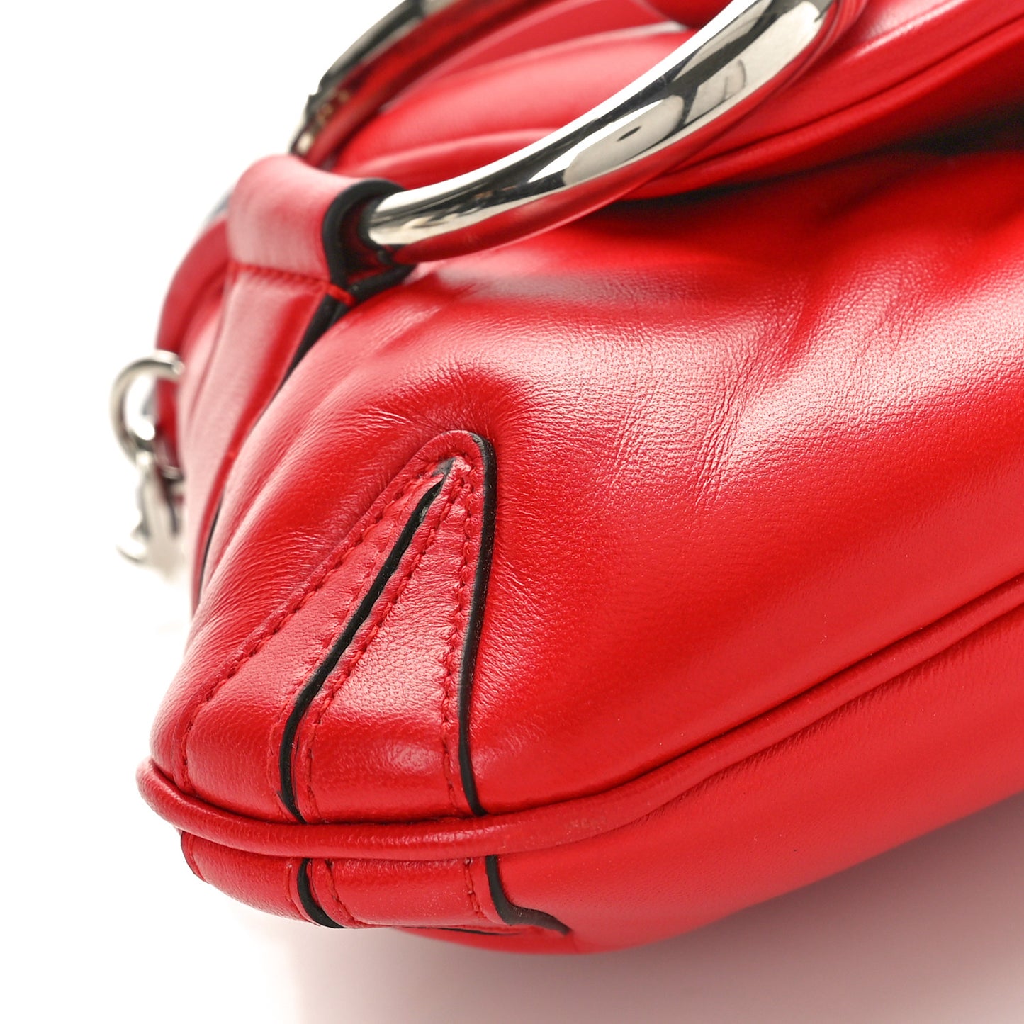 Nappa Vertical Matelasse Medium Maxi Horsebit Chain Shoulder Bag Beret Red