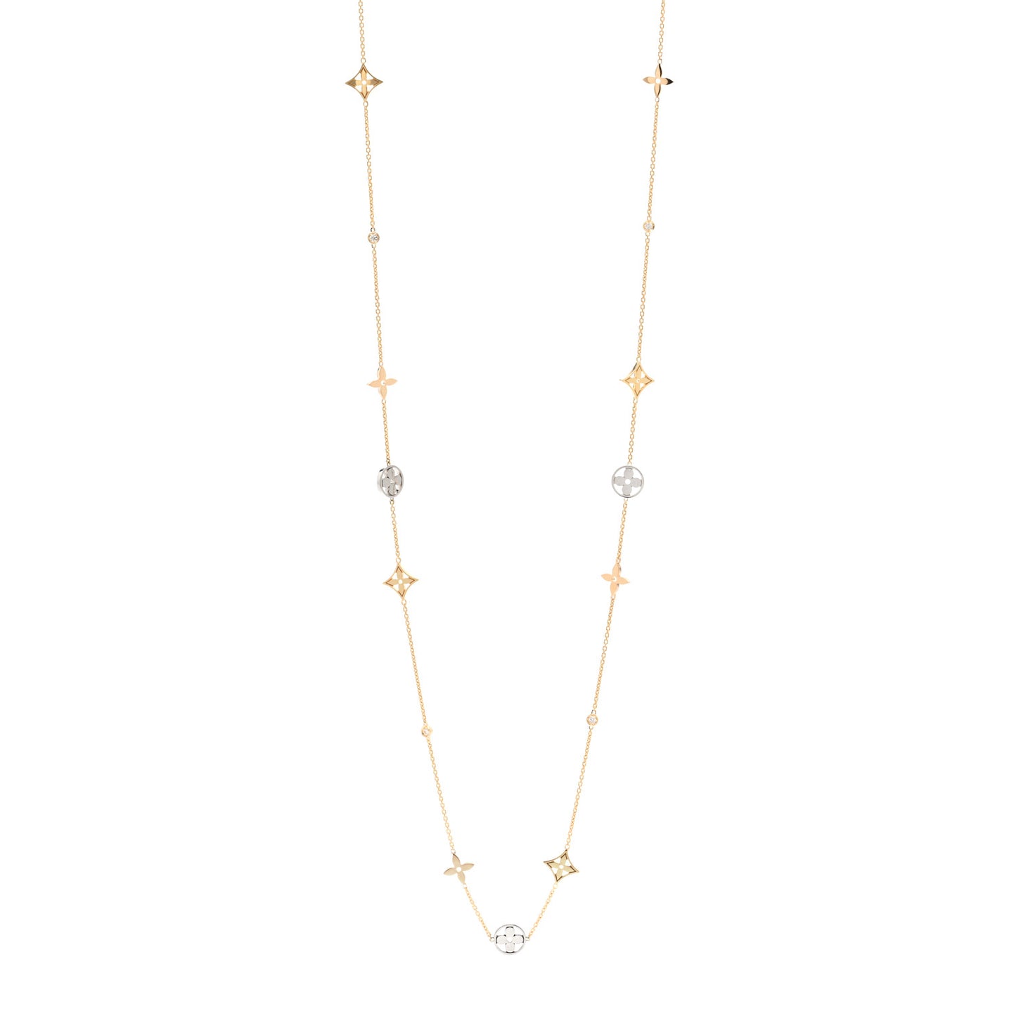 18K Yellow White Rose Gold Diamond Idylle Blossom Station Necklace