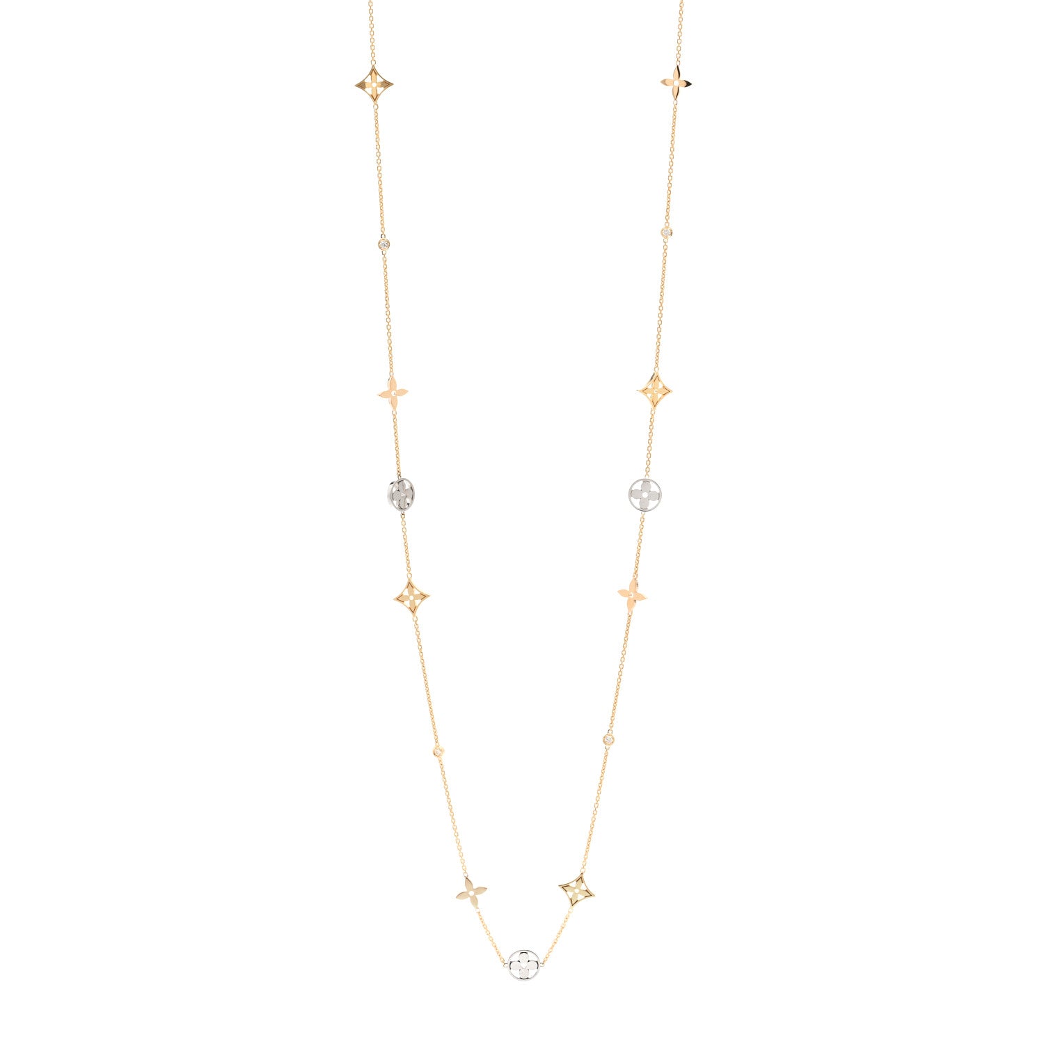 Louis Vuitton 18K Yellow White Rose Gold Diamond Idylle Blossom Station Necklace 1 of 4