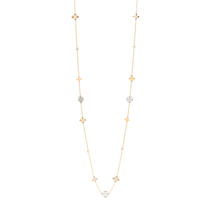 Louis Vuitton 18K Yellow White Rose Gold Diamond Idylle Blossom Station Necklace 1 of 4