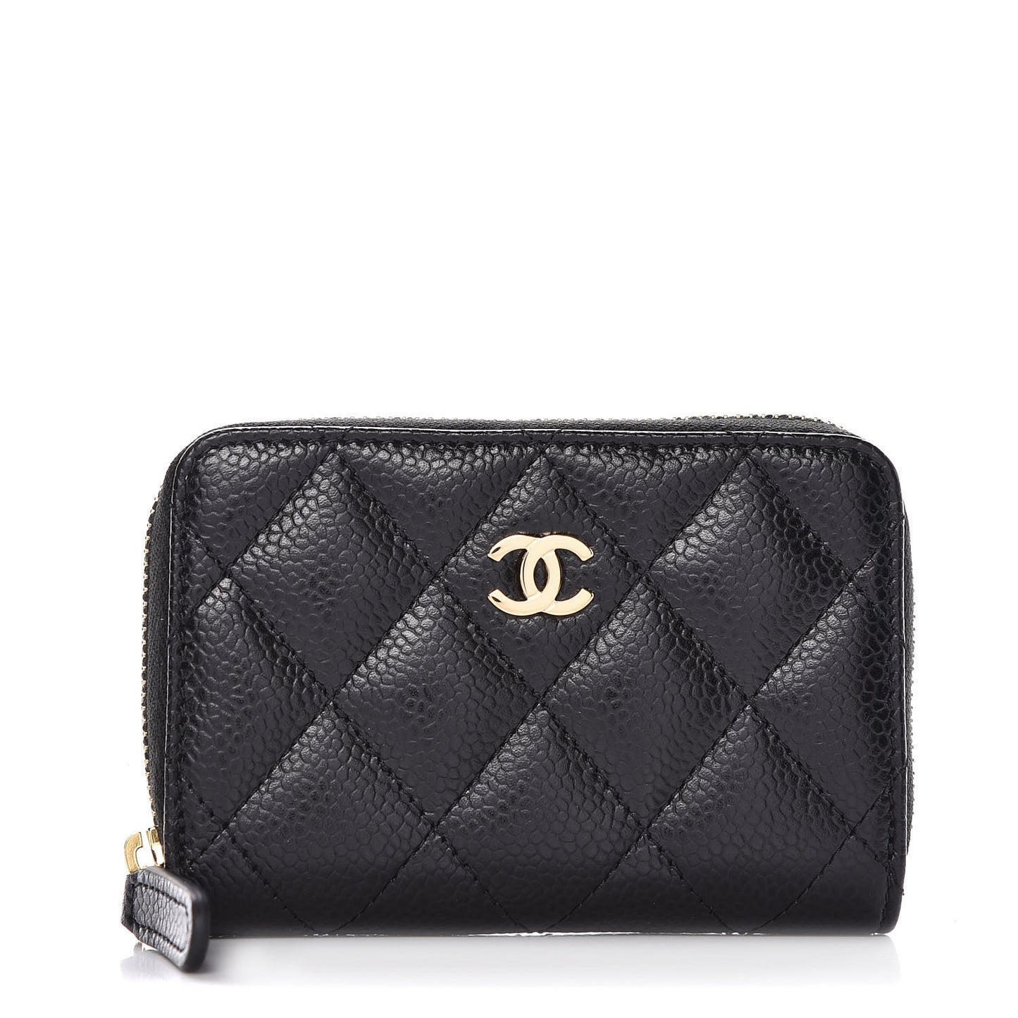Caviar Quilted Zip Coin Purse Black