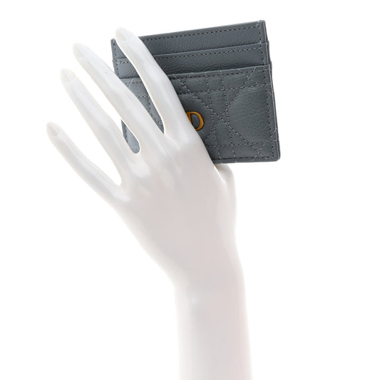 Supple Calfskin Cannage Caro Five-Slot Card Holder Cloud Blue