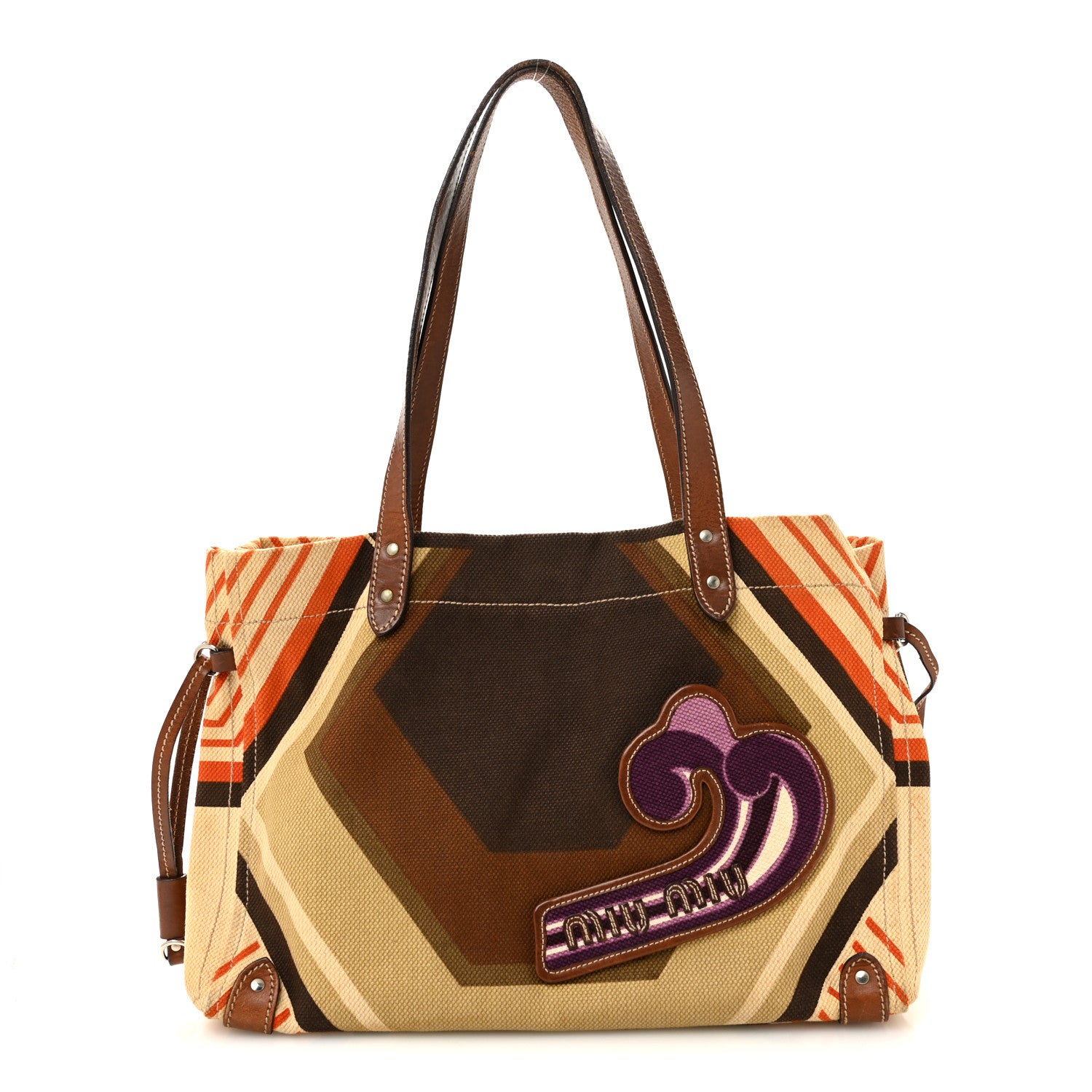Miu Miu Canvas Shopping Tote Militaire Multicolor 1 of 15
