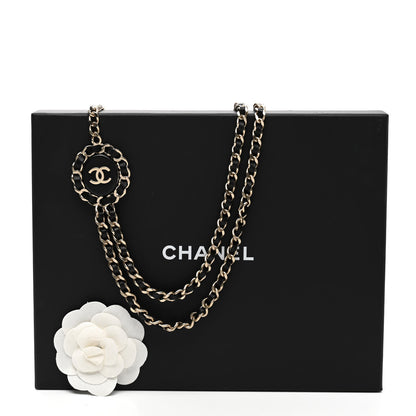 Chanel Lambskin CC Long Chain Necklace Black Gold 3 of 5