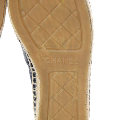 Chanel Lambskin CC Espadrilles 37 Navy Black 7 of 10