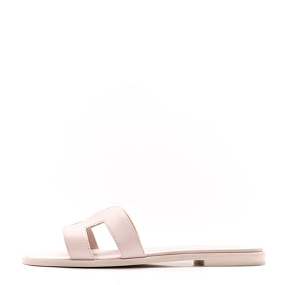 Hermes Box Calfskin Oran Sandals 36.5 Rose Pale 1 of 7