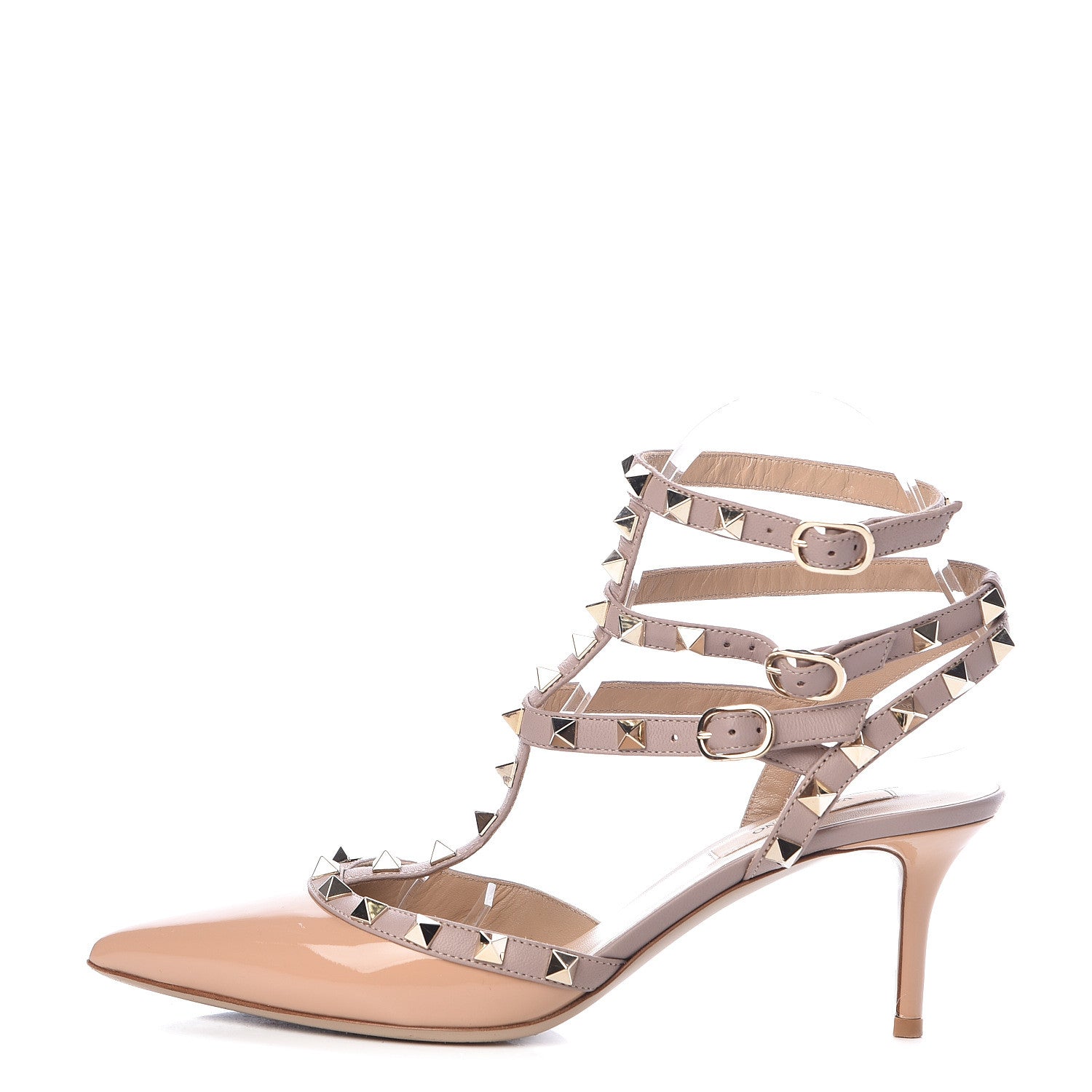 Valentino Garavani Patent Rockstud Ankle Strap 65mm Pumps 37.5 Skin Sorbet Poudre 1 of 9