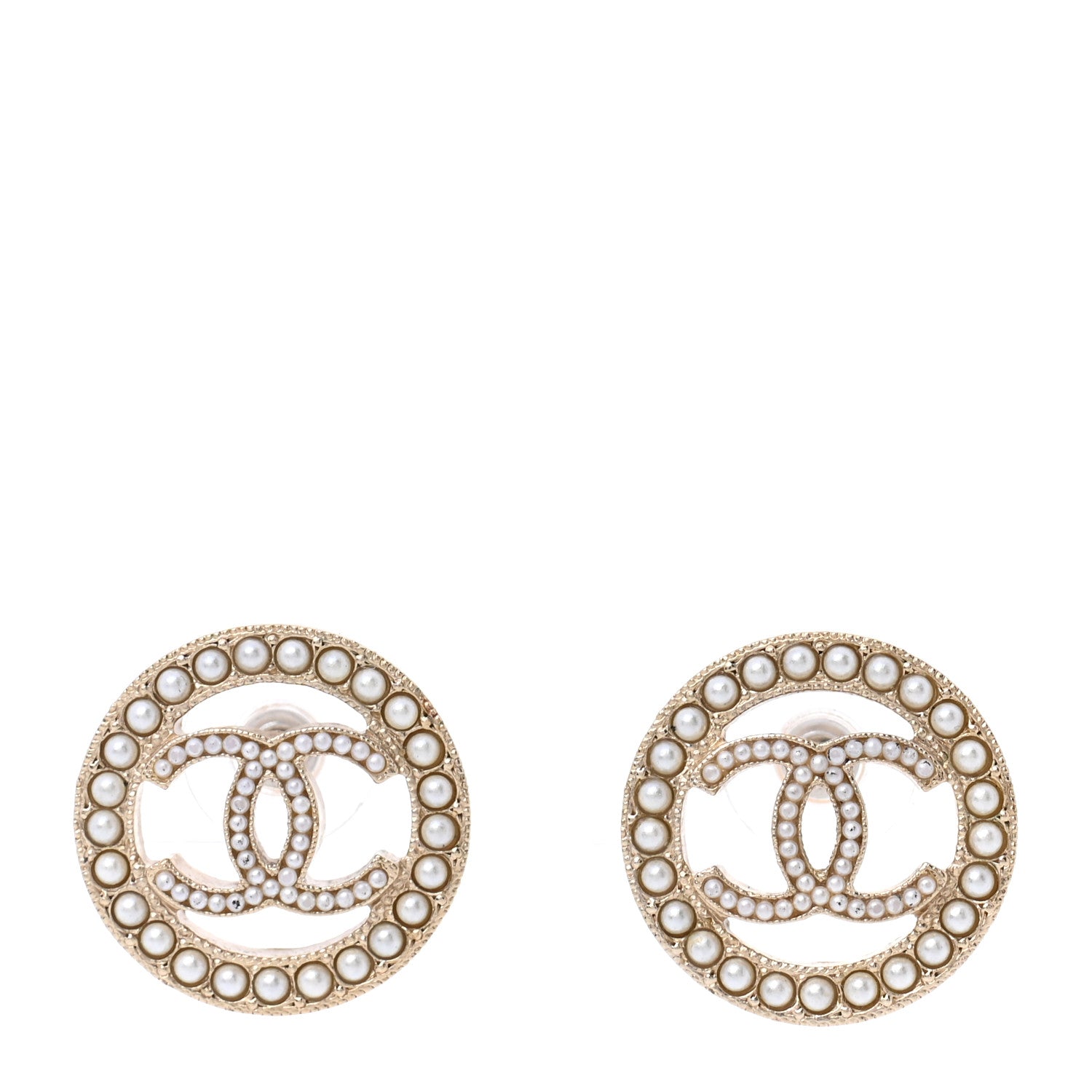 Chanel Pearl CC Round Earrings Gold 1 of 5