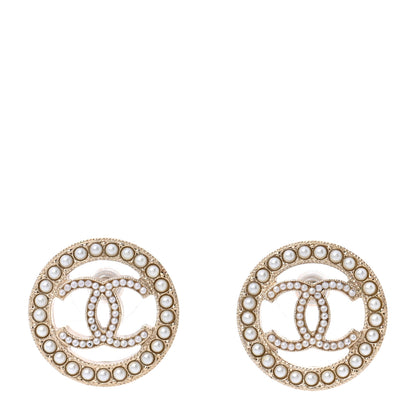 Chanel Pearl CC Round Earrings Gold 1 of 5