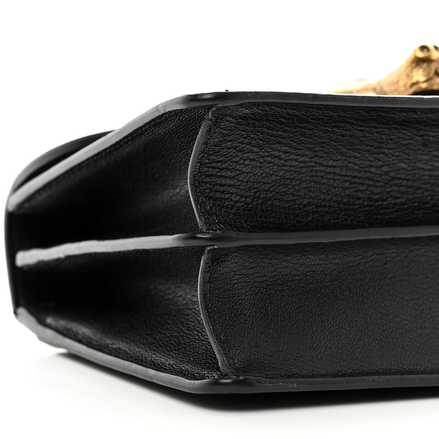 Gucci Goatskin Snakeskin Fox Broche Shoulder Bag Black 9 of 13