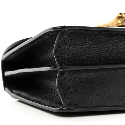 Gucci Goatskin Snakeskin Fox Broche Shoulder Bag Black 9 of 13