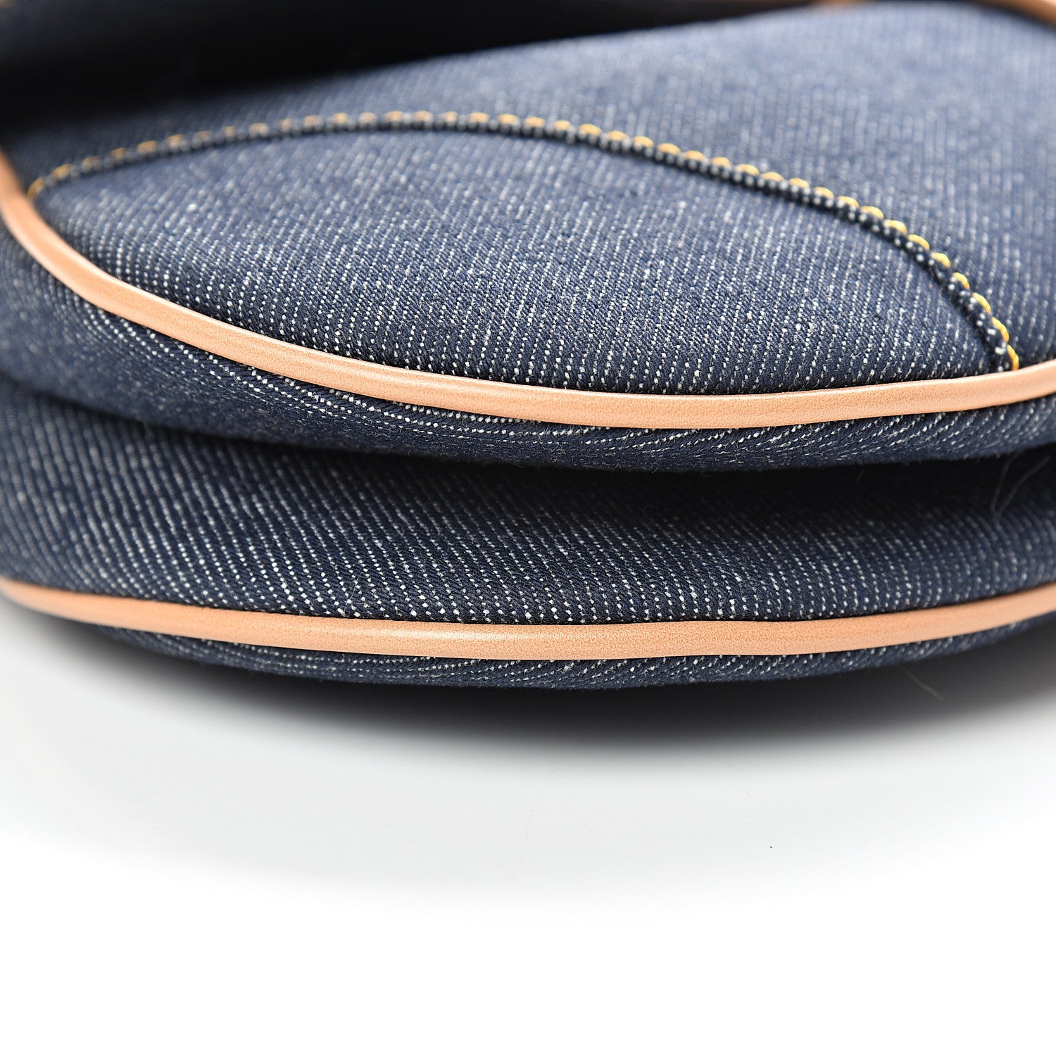 Christian Dior Denim Calfskin Saddle Bag Blue 8 of 10