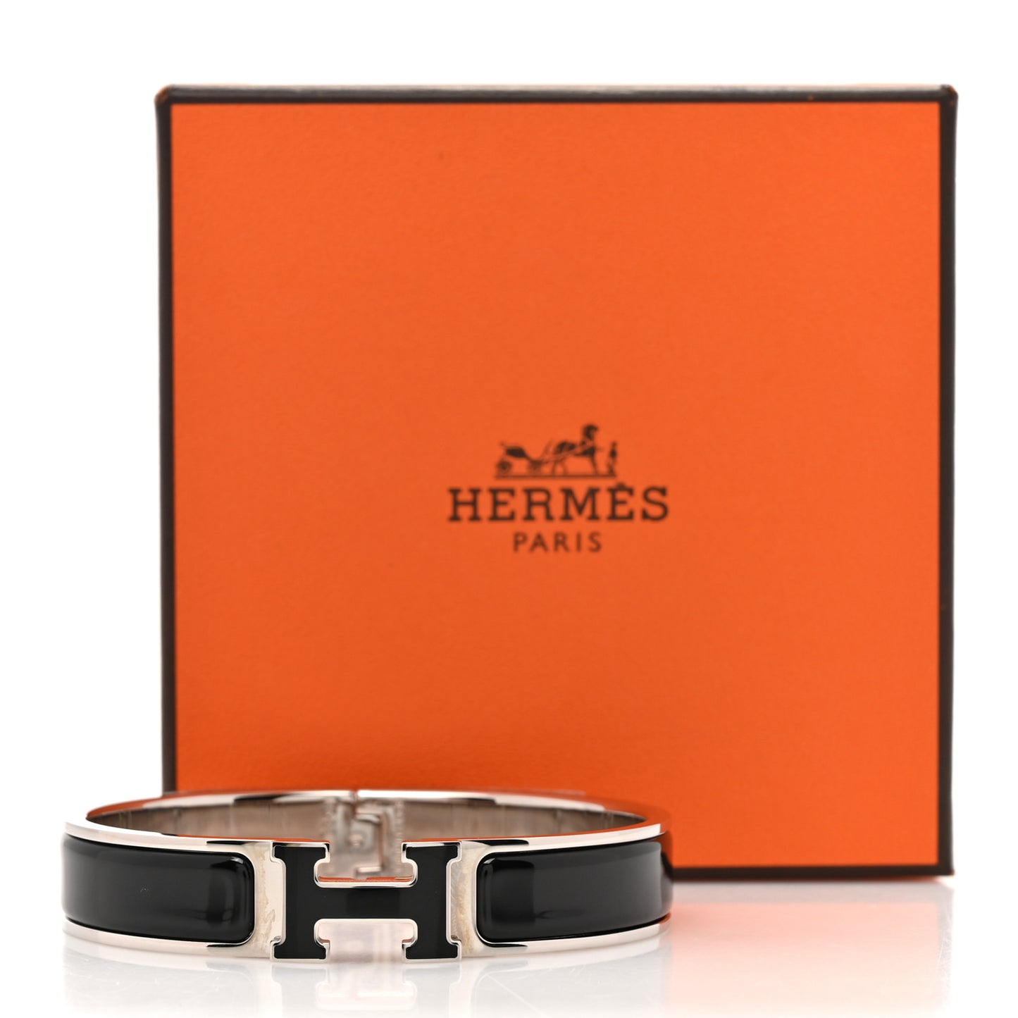 Enamel Narrow Clic Clac H Bracelet GM Black