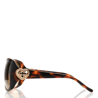 Gucci Acetate Crystal Heart GG3548S Sunglasses Havana Brown 3 of 7