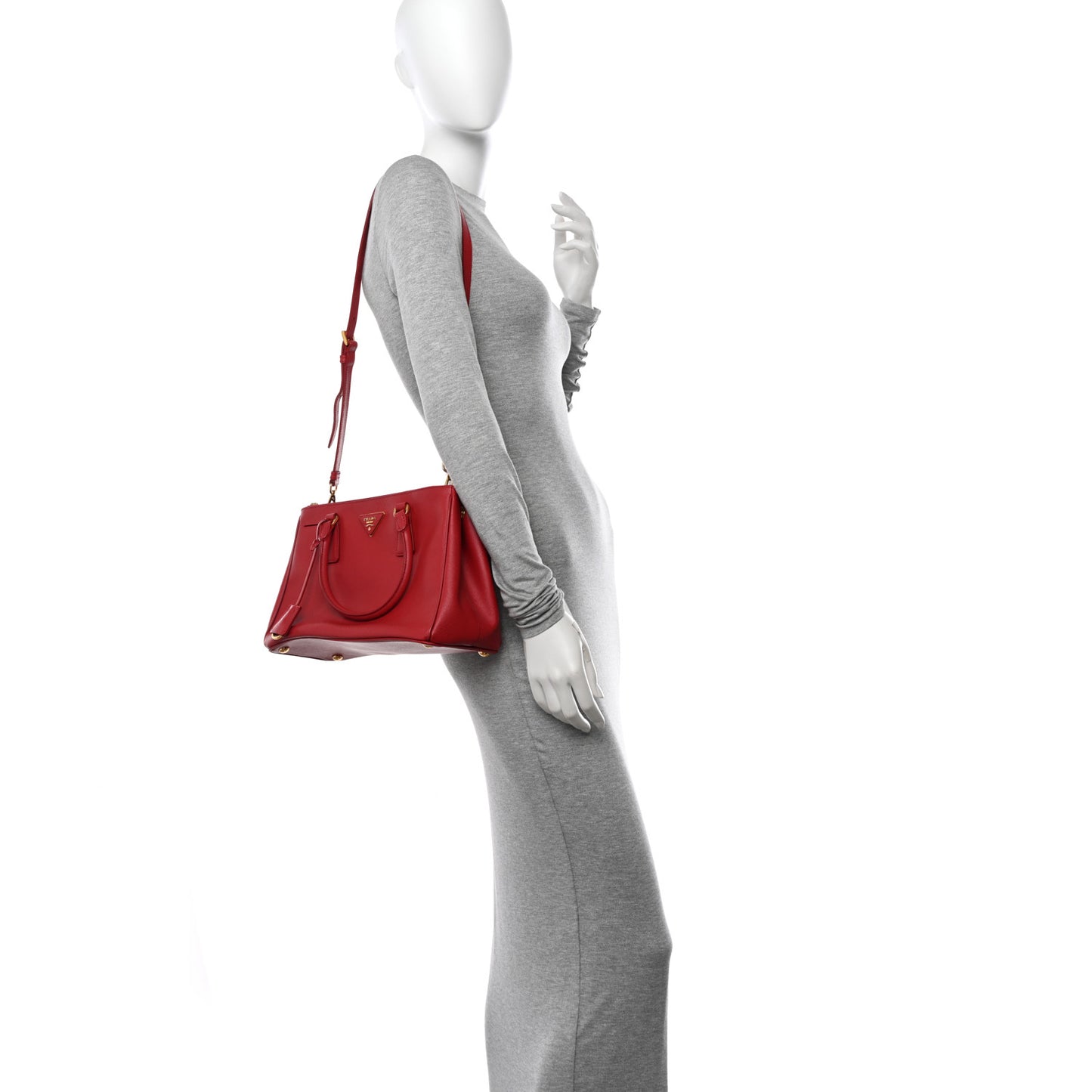 Saffiano Lux Small Galleria Double Zip Tote Fuoco