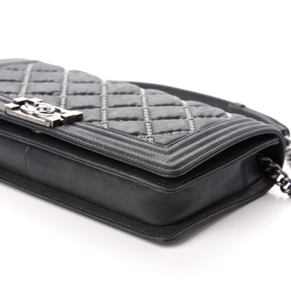 Chanel Iridescent Calfskin Embellished Double Stitch Boy Flap Black 9 of 10