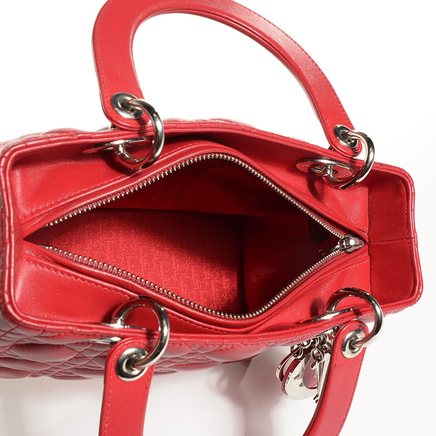 Lambskin Cannage Medium Lady Dior Red