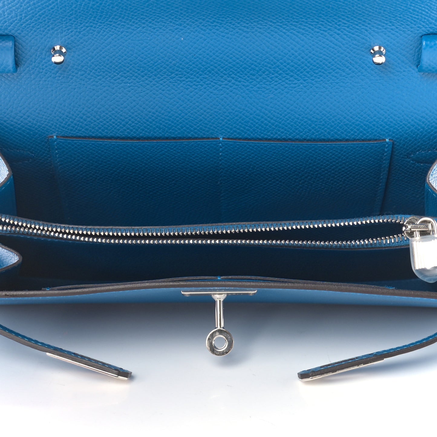 Epsom Shiny Alligator Touch Kelly Wallet To Go Bleu Frida