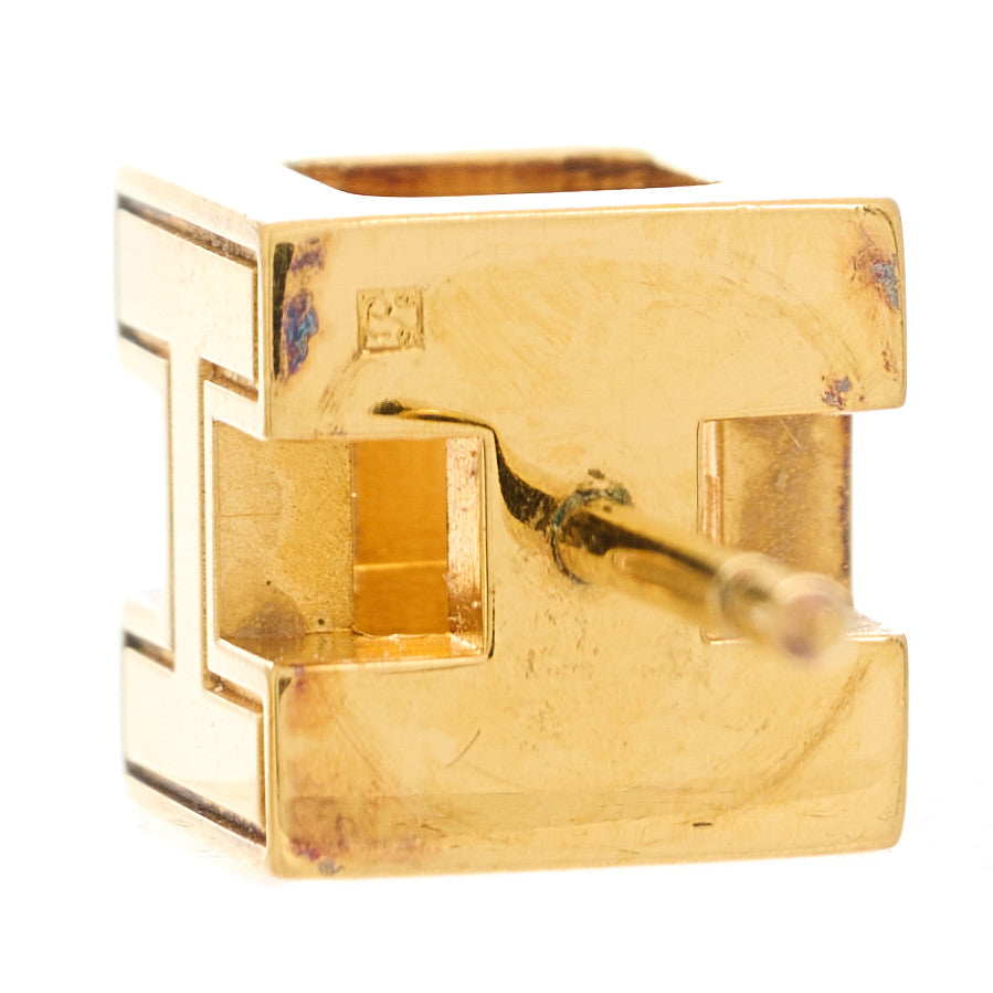 Gold Lacquered Cage d'H Earrings Ecru