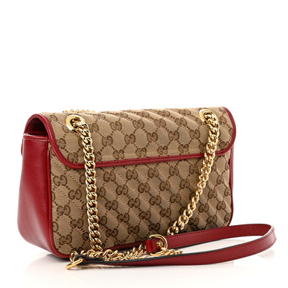 Gucci Monogram Azalea Calfskin Matelasse Diagonal Small GG Marmont Shoulder Bag Beige Ebony New Cherry Red 3 of 11
