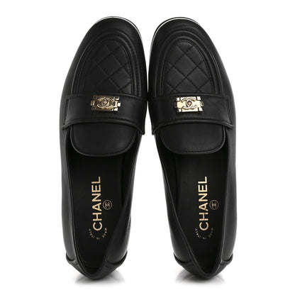 Chanel Lambskin Quilted Boy Loafers 39.5 Black 2 of 11