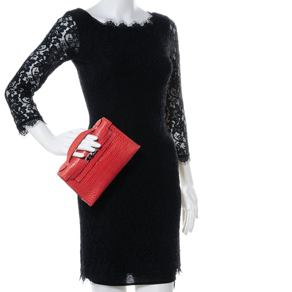 Hermes Matte Alligator Kelly Pochette Bougainvillea 2 of 8