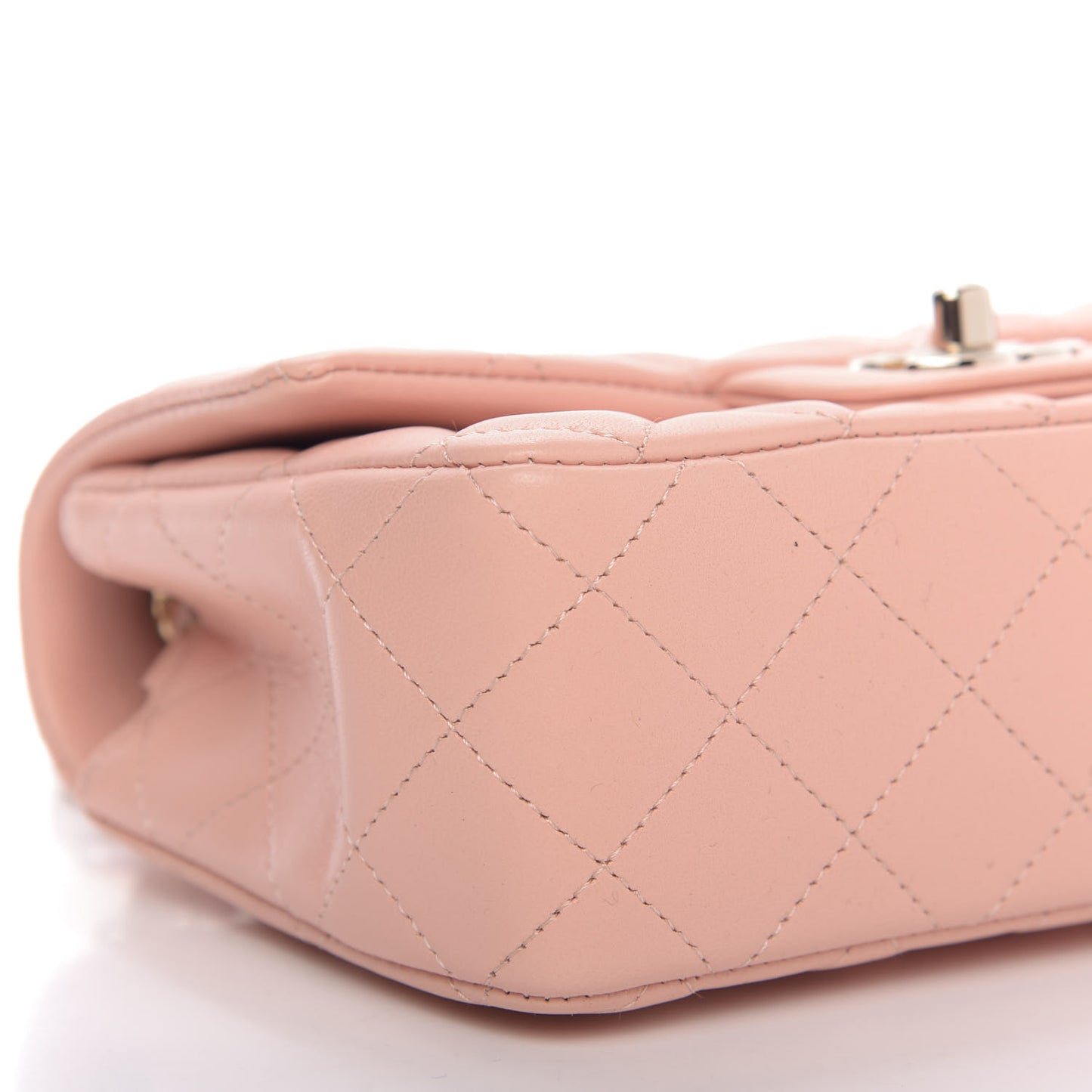 Lambskin Quilted Mini Rectangular Flap Light Pink