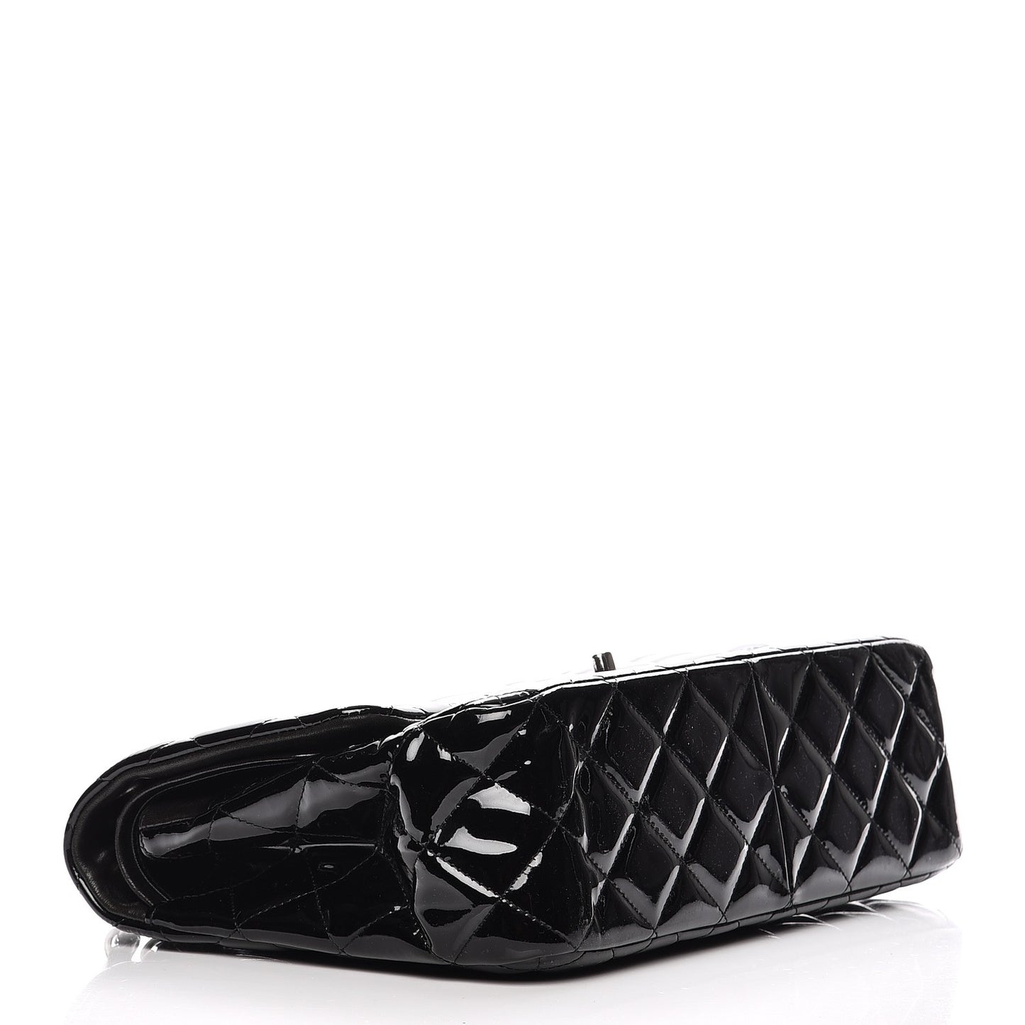 Patent Quilted Jumbo Double Flap Black