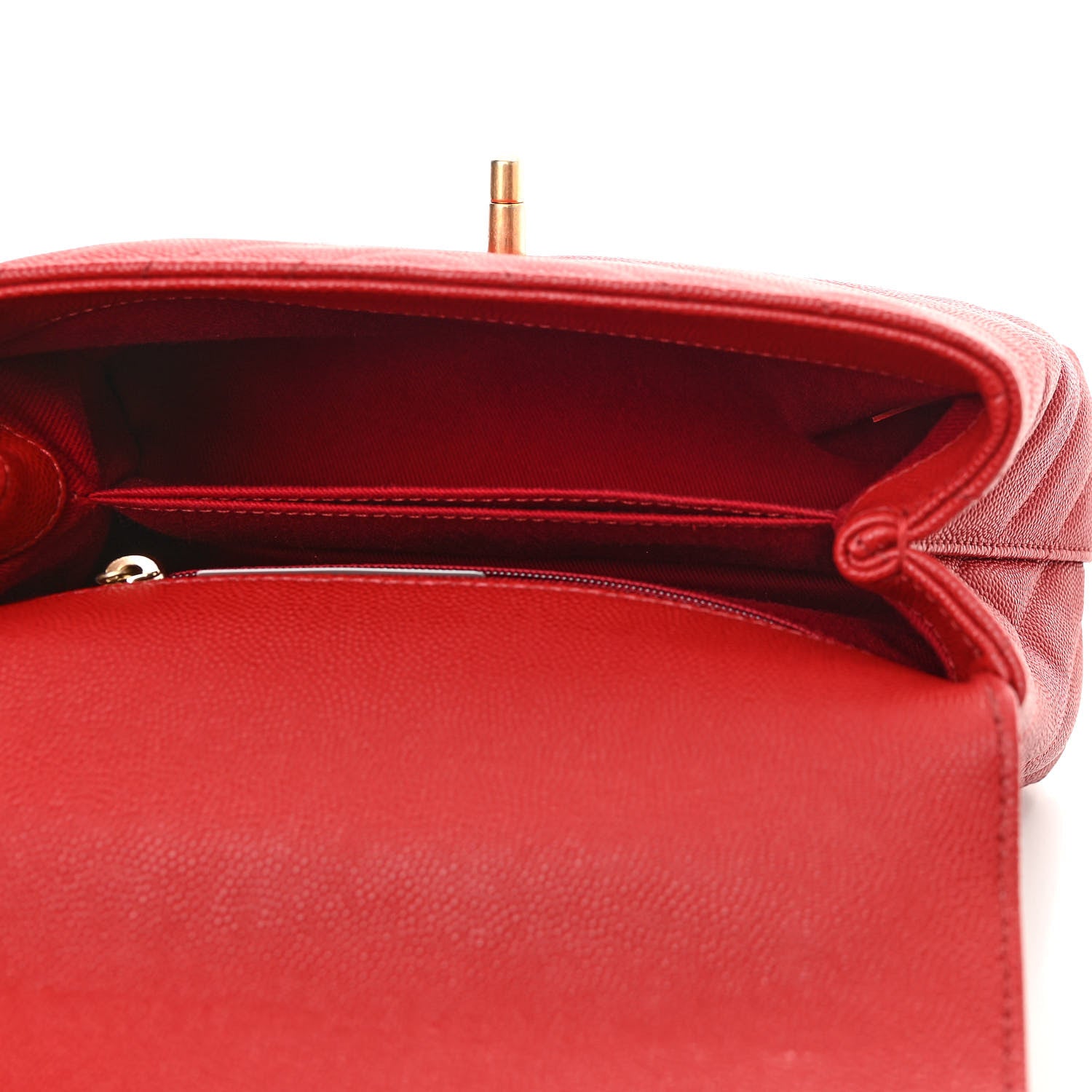 Chanel Caviar Chevron Quilted Mini Coco Handle Flap Red 5 of 11