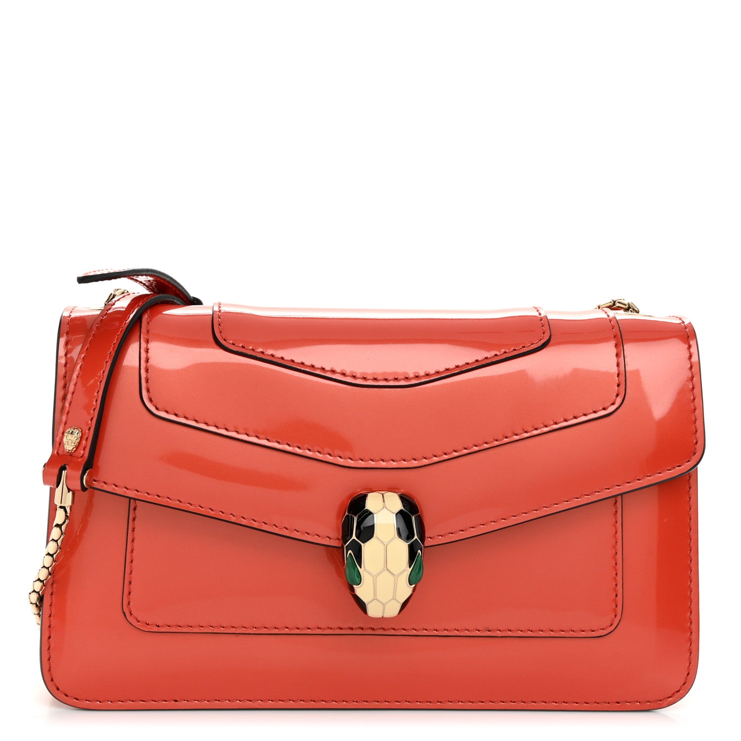 Bulgari Patent Serpenti Forever Small Shoulder Bag Orange 1 of 12