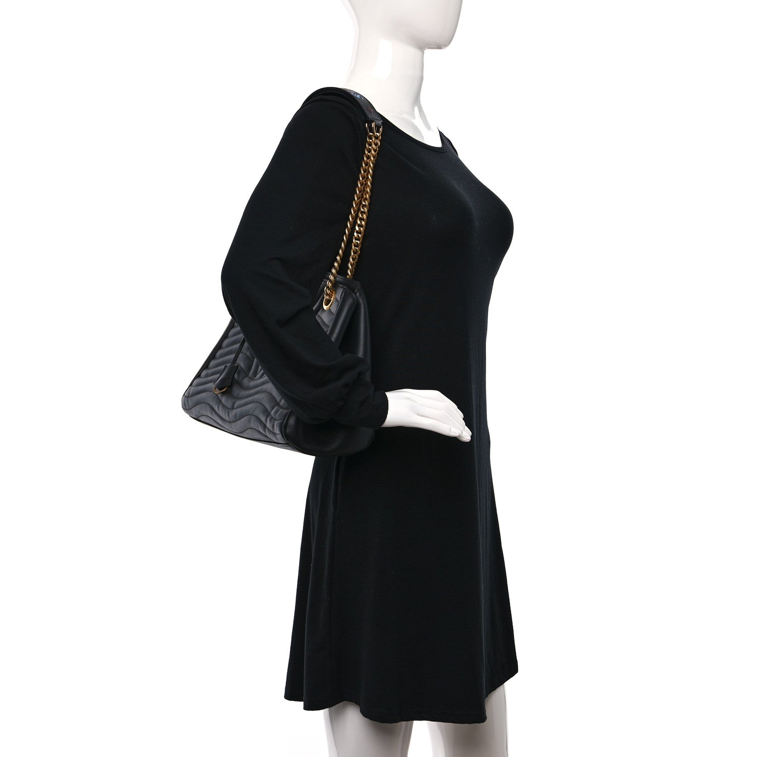 Louis Vuitton Calfskin New Wave Chain Tote Black 3 of 9