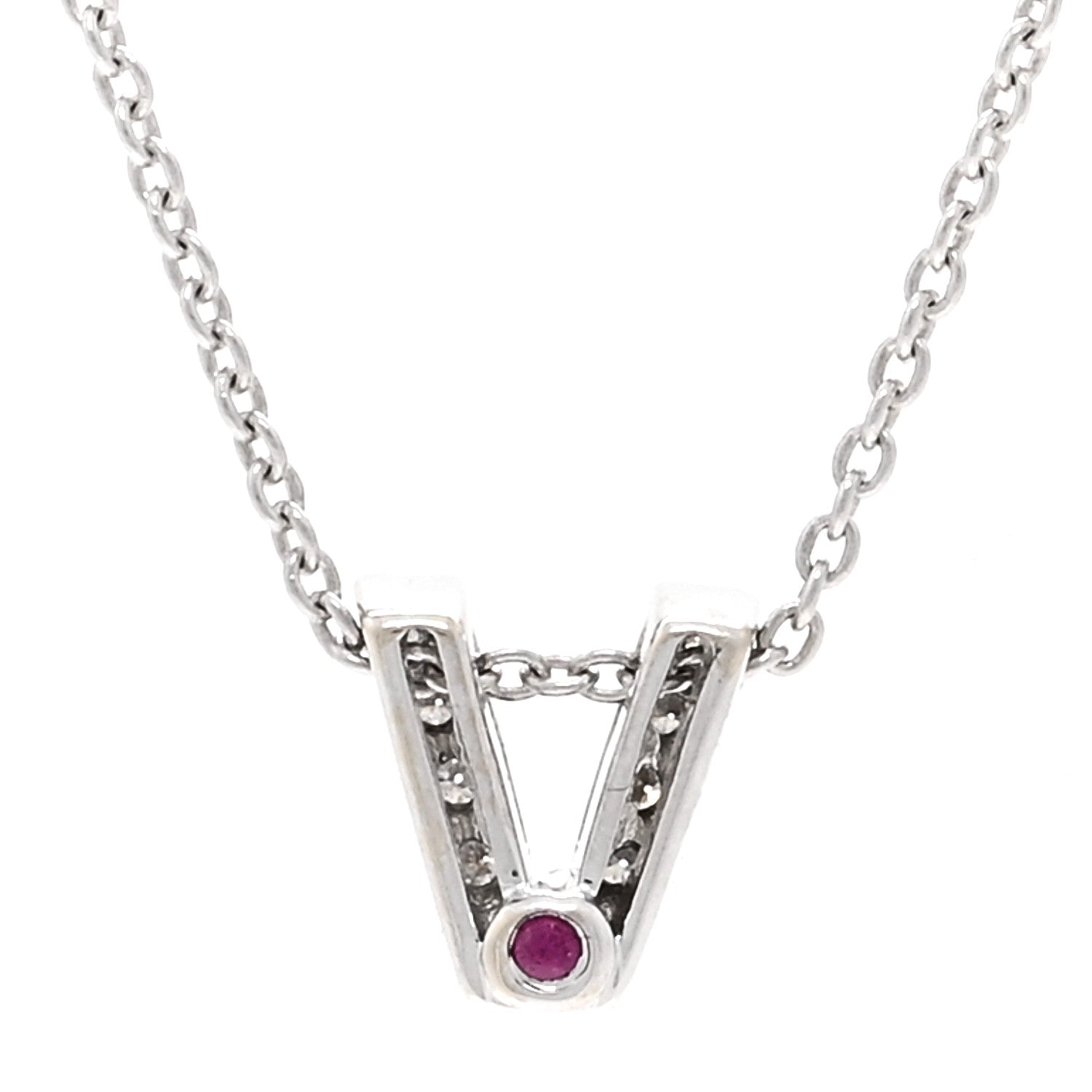 Roberto Coin 18K White Gold Diamond Love Letter V Pendant Necklace 4 of 6