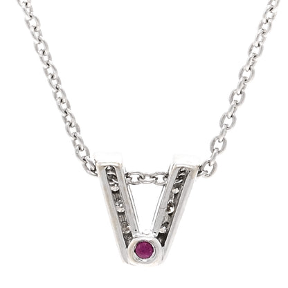 Roberto Coin 18K White Gold Diamond Love Letter V Pendant Necklace 4 of 6