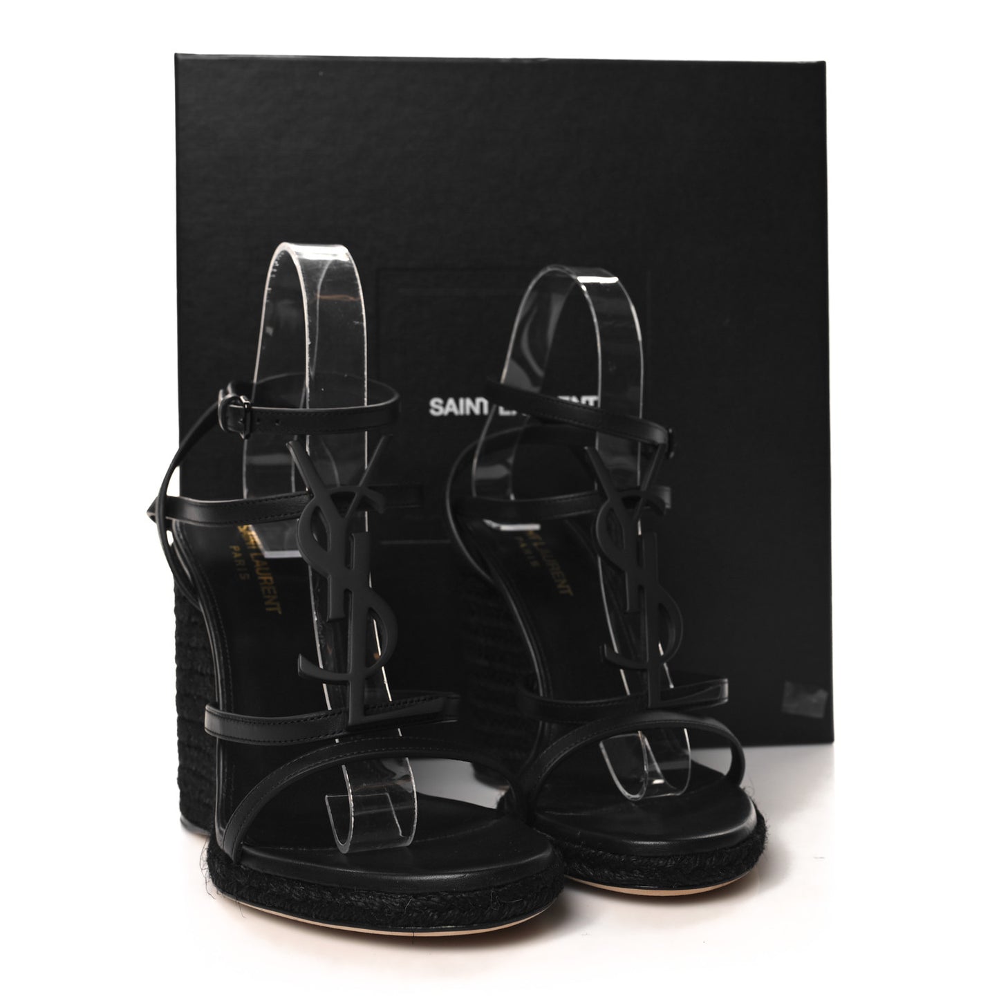 Calfskin Cassandra Espadrille 105 Wedges 38.5 Black