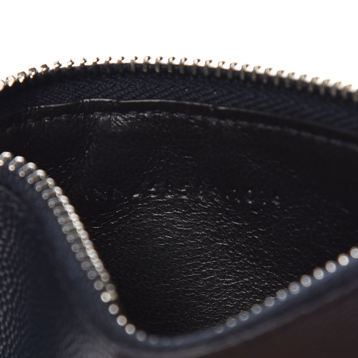 Grained Calfskin 5 Fragments Zip Pouch Card Holder Deep Marine