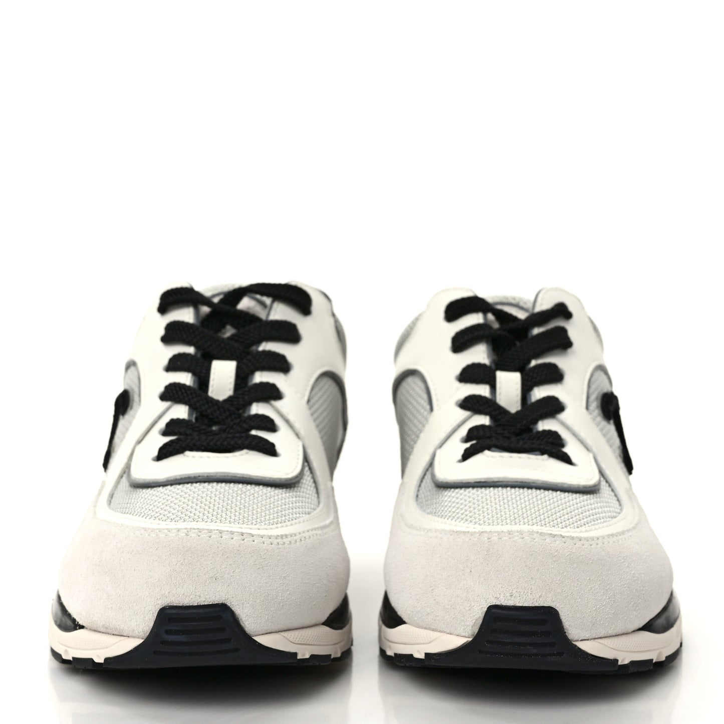Calfskin Fabric Womens CC Sneakers 36 Black White Silver