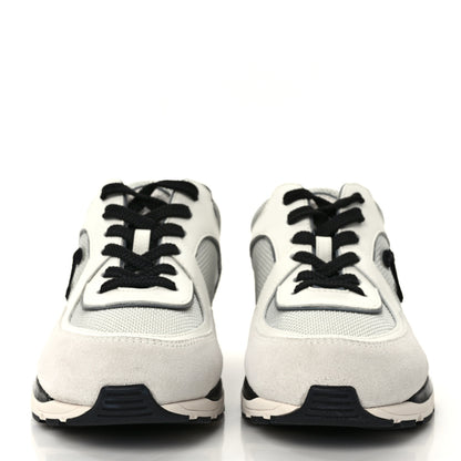 Chanel Calfskin Fabric Womens CC Sneakers 36 Black White Silver 2 of 9