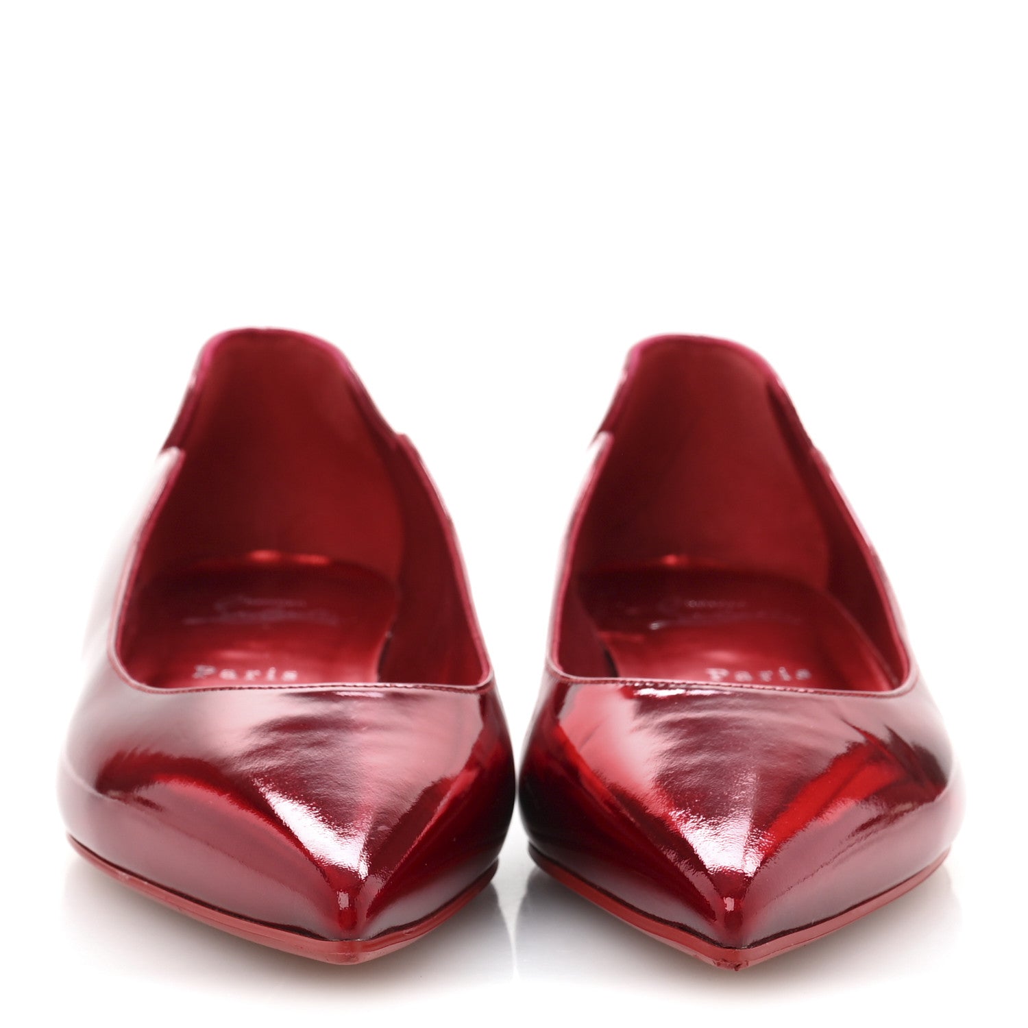 Christian Louboutin Metallic Patent Psychic Hot Chickita Flats 37.5 Loubi 3 of 11