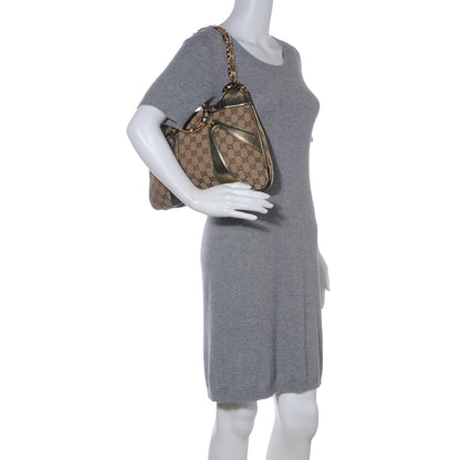 Gucci Monogram Bamboo Chain Shoulder Bag Metallic 2 of 8