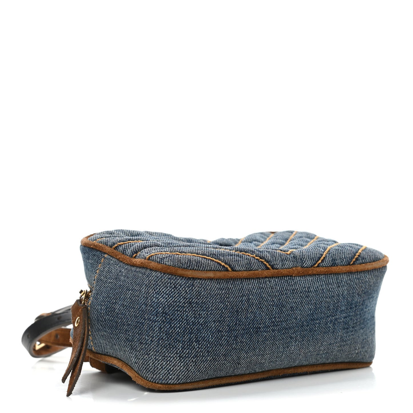Washed Denim Vintage Suede Matelasse Monogram Lou Belt Bag Blue
