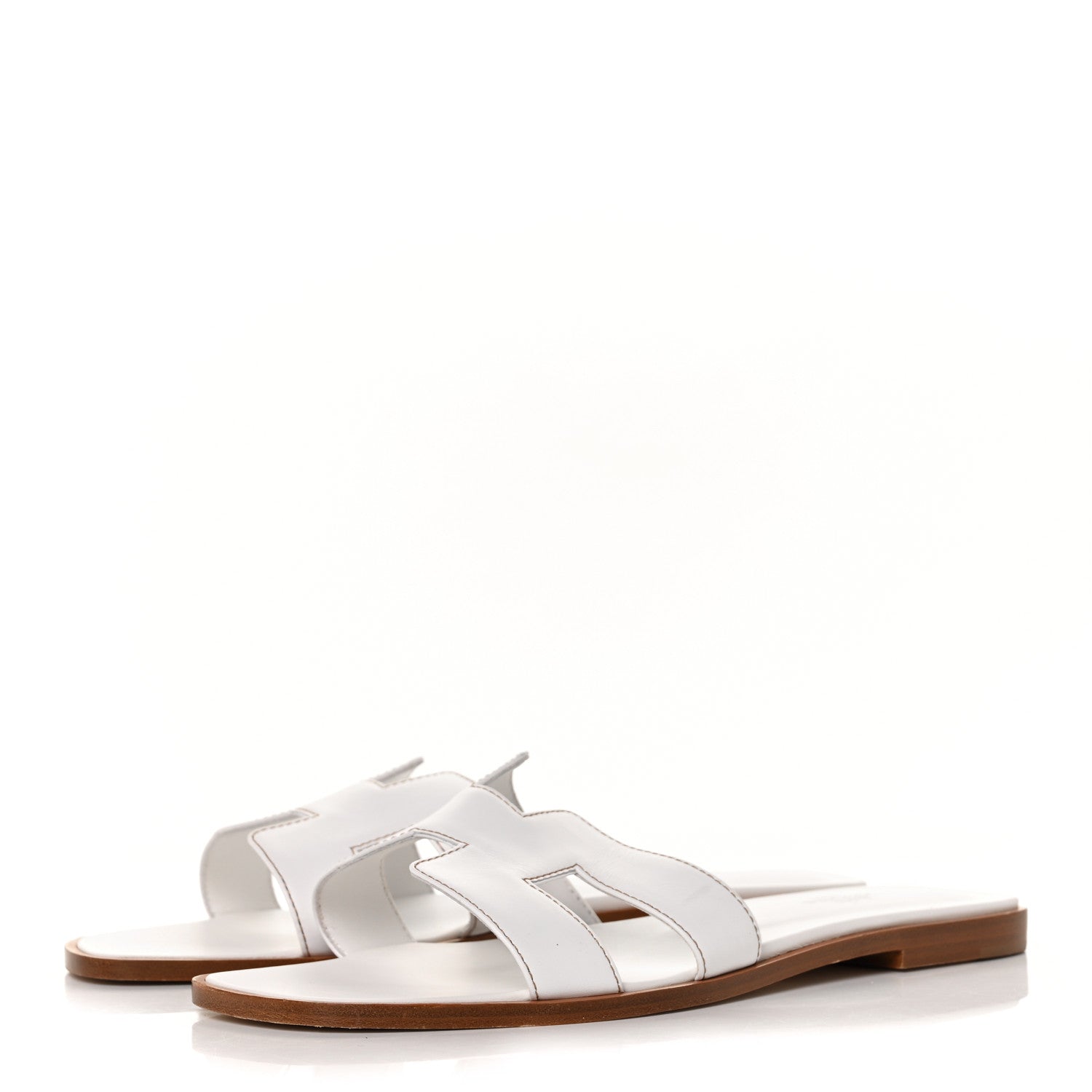 Hermes Box Calfskin Oran Sandals 40 White 4 of 9