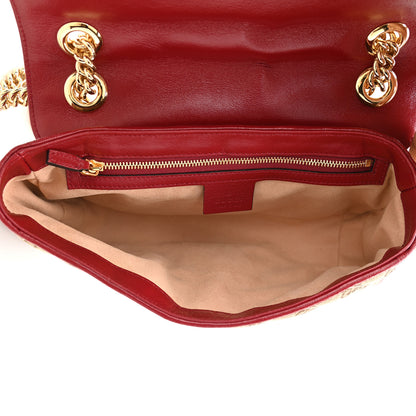 Gucci Monogram Azalea Calfskin Matelasse Diagonal Small GG Marmont Shoulder Bag Beige Ebony New Cherry Red 5 of 11