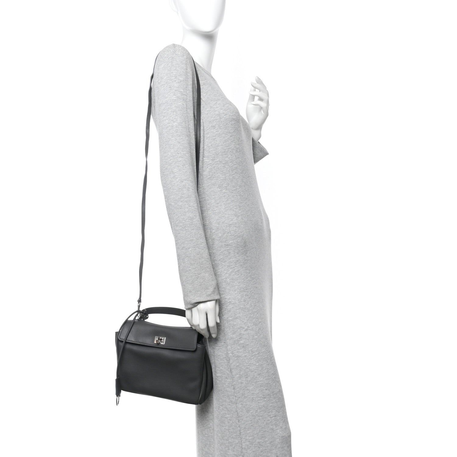 Balenciaga Natural Smooth Calfskin Mini Rodeo Top Handle Handbag Grey 2 of 12